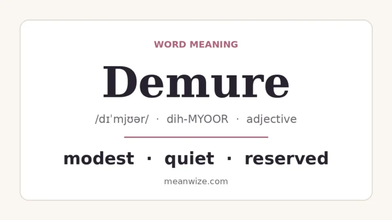 Demure meaning definition graphic
