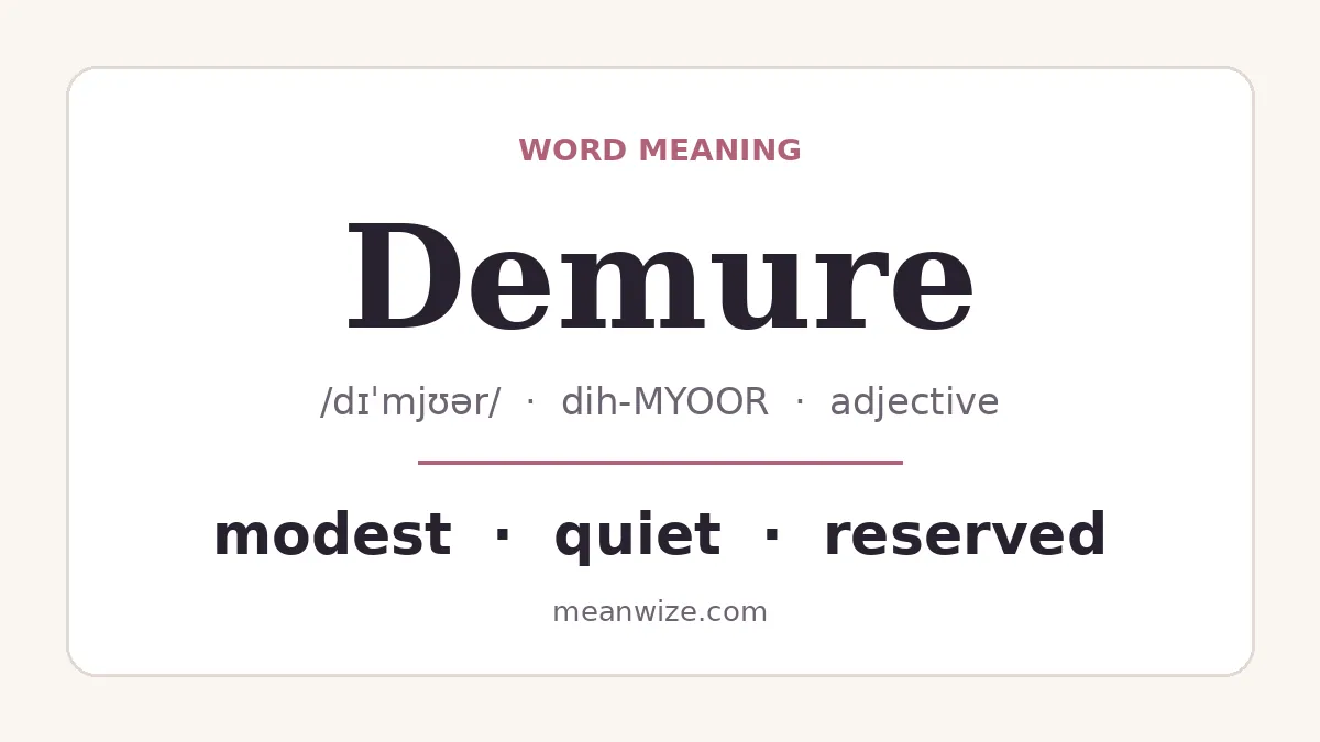 Demure meaning definition graphic