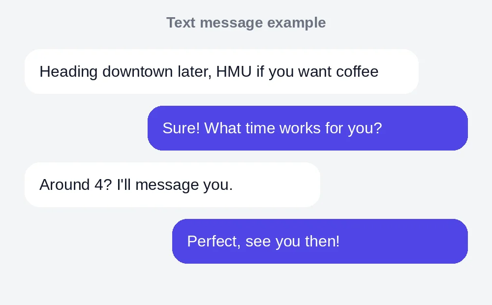 HMU meaning in a text message example