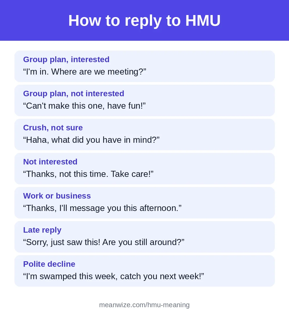 How to reply to HMU: copy-paste reply cheat sheet