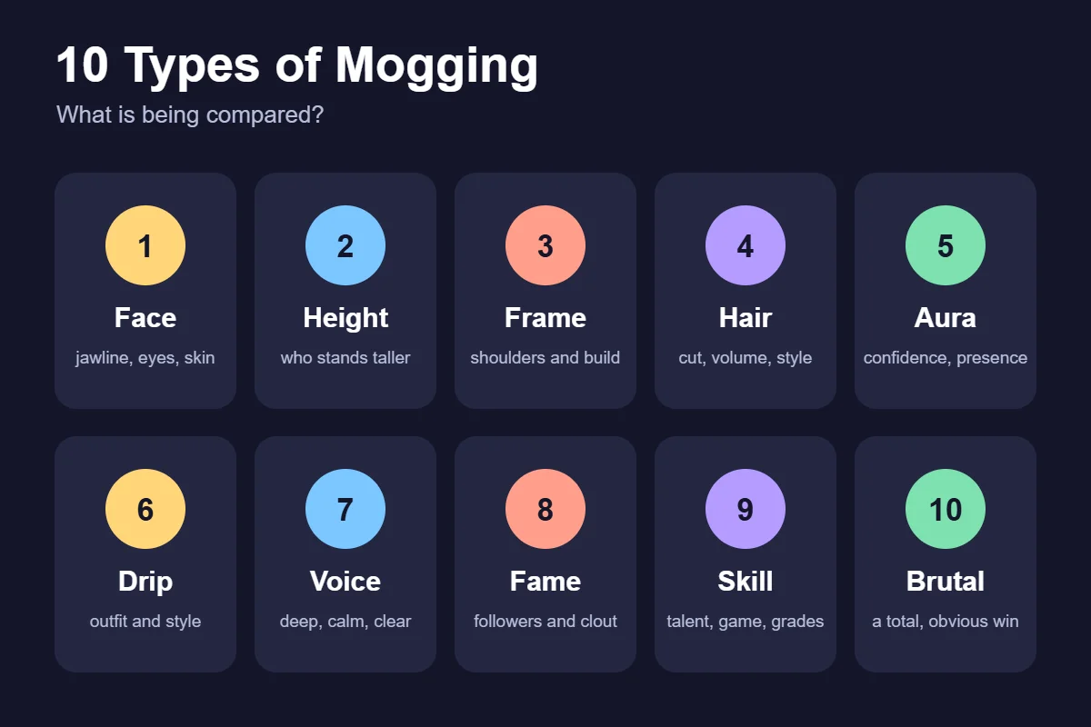 10 types of mogging face height frame aura