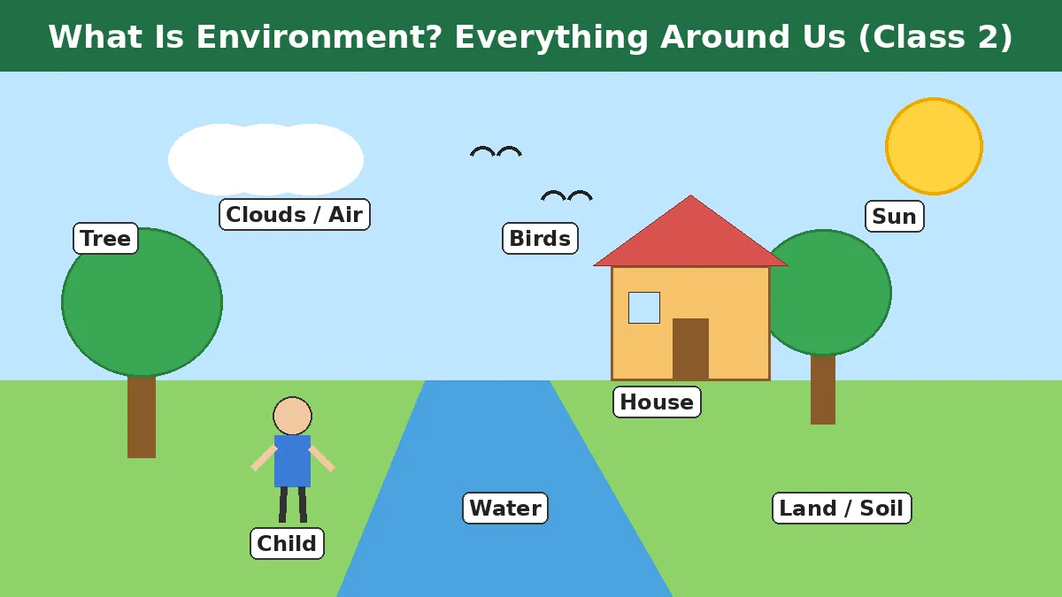 What is environment for Class 2 - labelled picture of things around us